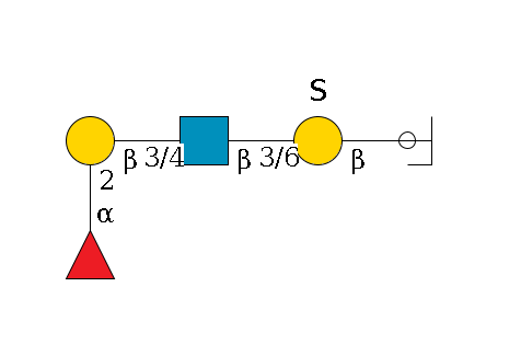 a1D-GalNAc,p/#ccleavage--3b1D-Gal,p(--3/6?1S)--3/6b1D-GlcNAc,p--3/4b1D-Gal,p--2a1L-Fuc,p$MONO,Und,-H,0,redEnd