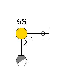 b1D-GlcNAc,p/#ccleavage--3/4b1D-Gal,p(--6?1S)--2a1L-Fuc,p/#xcleavage_0_3$MONO,Und,-H,0,redEnd