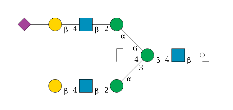 b1D-GlcNAc,p/#ccleavage--4b1D-GlcNAc,p--4b1D-Man,p((--3a1D-Man,p--2b1D-GlcNAc,p--4b1D-Gal,p)--4b1D-GlcNAc,p/#zcleavage)--6a1D-Man,p--2b1D-GlcNAc,p--4b1D-Gal,p--??2D-NeuAc,p$MONO,Und,-2H,0,redEnd
