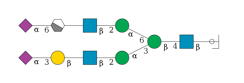 b1D-GlcNAc,p/#ccleavage--4b1D-GlcNAc,p--4b1D-Man,p(--3a1D-Man,p--2b1D-GlcNAc,p--?b1D-Gal,p--3a2D-NeuAc,p)--6a1D-Man,p--2b1D-GlcNAc,p--?b1D-Gal,p/#xcleavage_1_4--6a2D-NeuAc,p$MONO,Und,-2H,0,redEnd