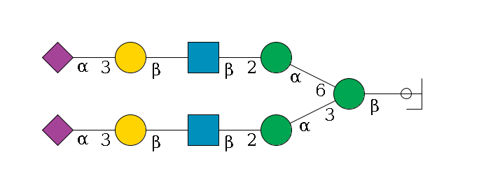 b1D-GlcNAc,p/#ccleavage--4b1D-Man,p(--3a1D-Man,p--2b1D-GlcNAc,p--?b1D-Gal,p--3a2D-NeuAc,p)--6a1D-Man,p--2b1D-GlcNAc,p--?b1D-Gal,p--3a2D-NeuAc,p$MONO,Und,-2H,0,redEnd