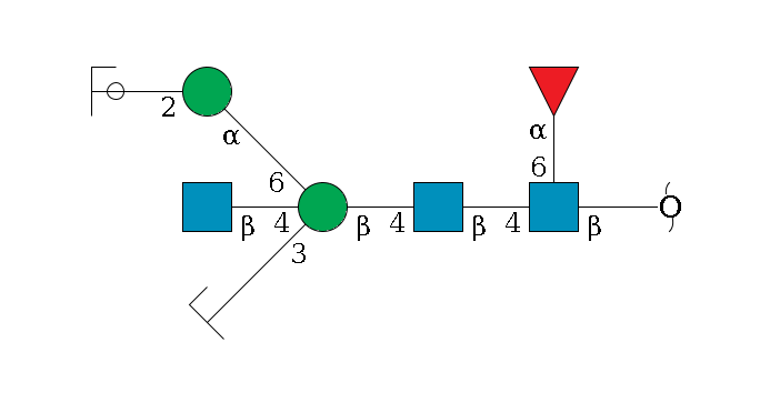 redEnd--?b1D-GlcNAc,p(--4b1D-GlcNAc,p--4b1D-Man,p((--3a1D-Man,p/#zcleavage)--4b1D-GlcNAc,p)--6a1D-Man,p--2b1D-GlcNAc,p/#ycleavage)--6a1L-Fuc,p$MONO,Und,-H,0,redEnd
